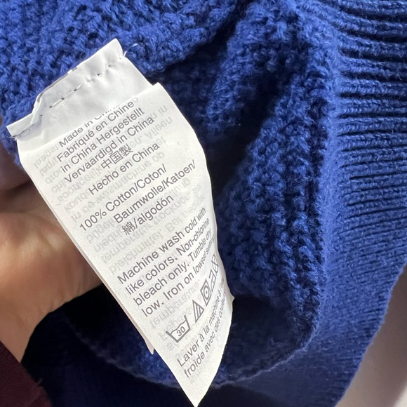 15. J. Crew Mens Blue Cotton Crewneck Sweater Moss Stitch Pullover - Picture 9 of 12